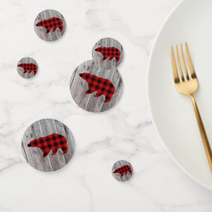 buffalo plaid bear wild one 1st birthday party confetti