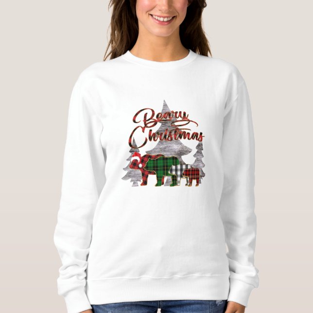 Buffalo Plaid Beary Christmas Sweatshirt  (Front)