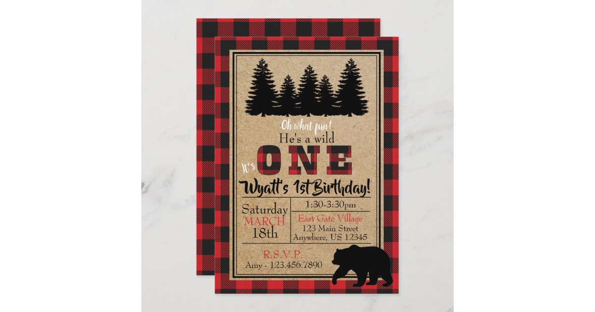 Buffalo Plaid Birthday Invitation | Zazzle