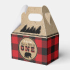 Buffalo Plaid Birthday Party Favor Boxes