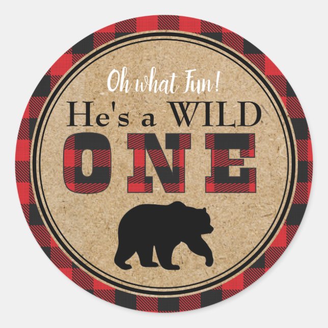 Buffalo Plaid Birthday Stickers (Front)