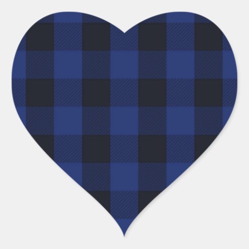 Buffalo Plaid Black and Blue Checks Pattern Heart Heart Sticker