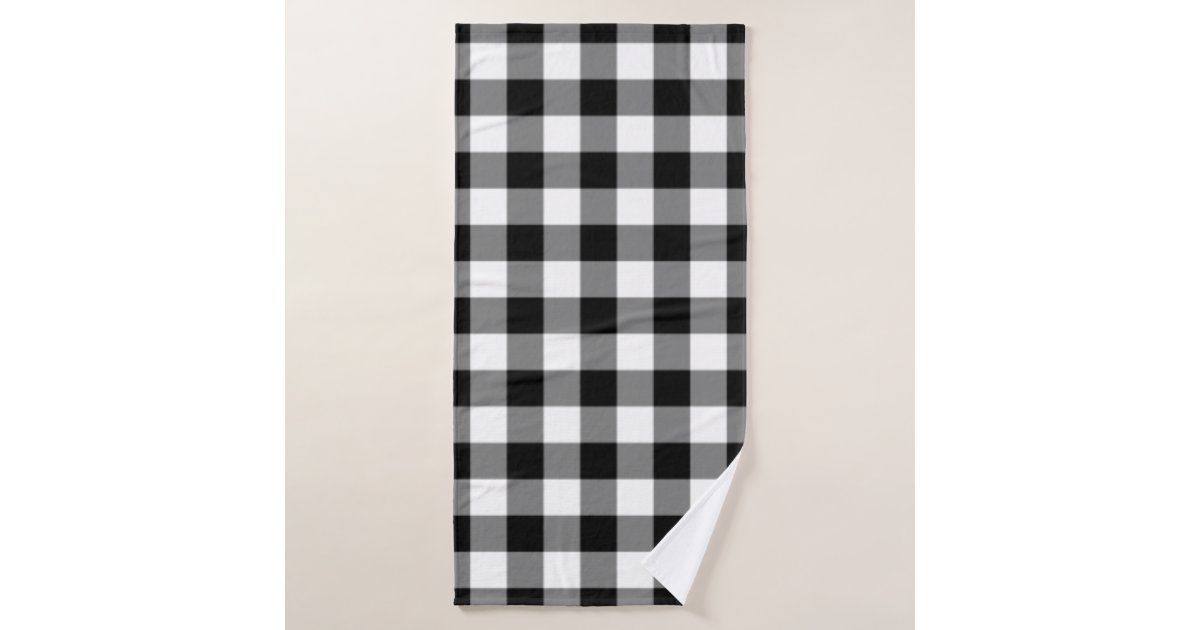 Black & White Buffalo Gingham Checkered Plaid Bath Towel Set, Zazzle