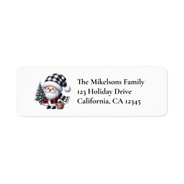 Buffalo Plaid Black and White Family Christmas  Label (Front)