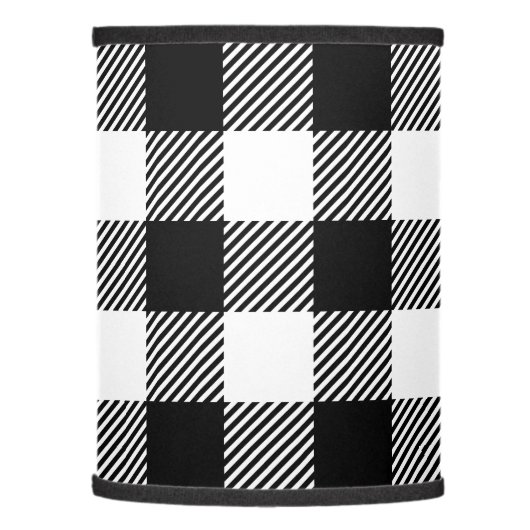 Buffalo Plaid - Black and White Lamp Shade (Left)