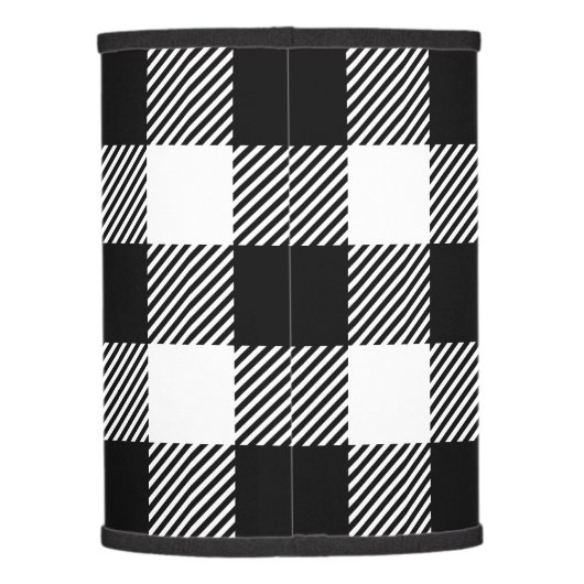 Buffalo Plaid - Black and White Lamp Shade (Back)