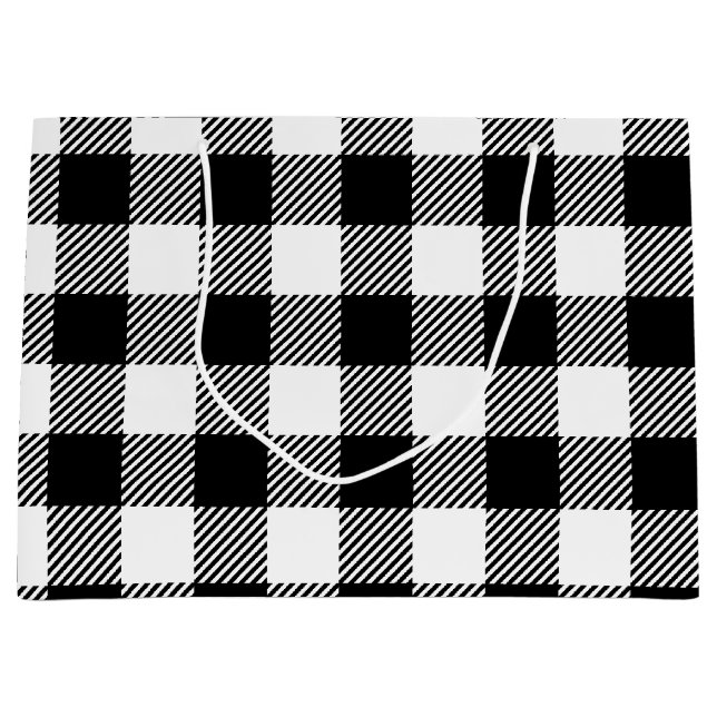 Buffalo Plaid - Black and White Large Gift Bag (Front)