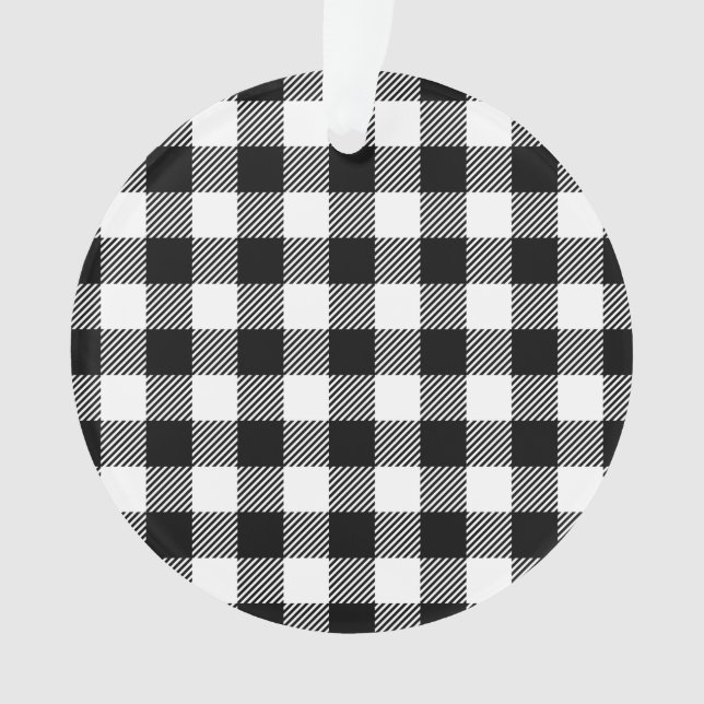 Buffalo Plaid - Black and White Ornament (Front)
