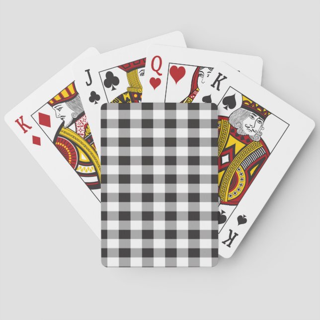 Buffalo Plaid Black And White Pattern Poker Cards (Back)