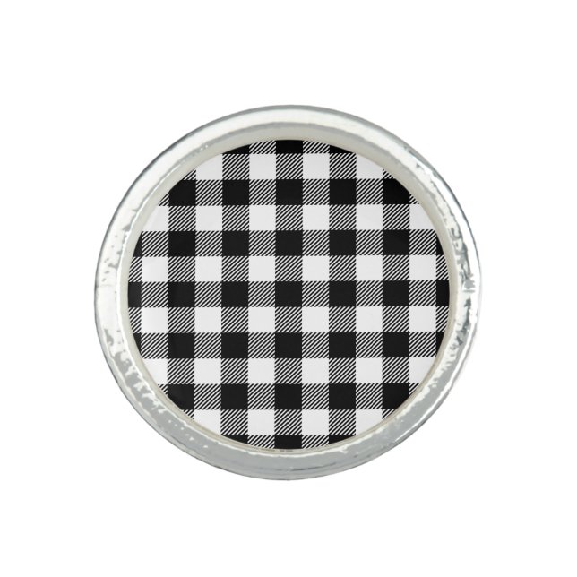 Buffalo Plaid - Black and White Ring (Front)