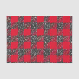 Buffalo Plaid Black Glitter Tissue Paper