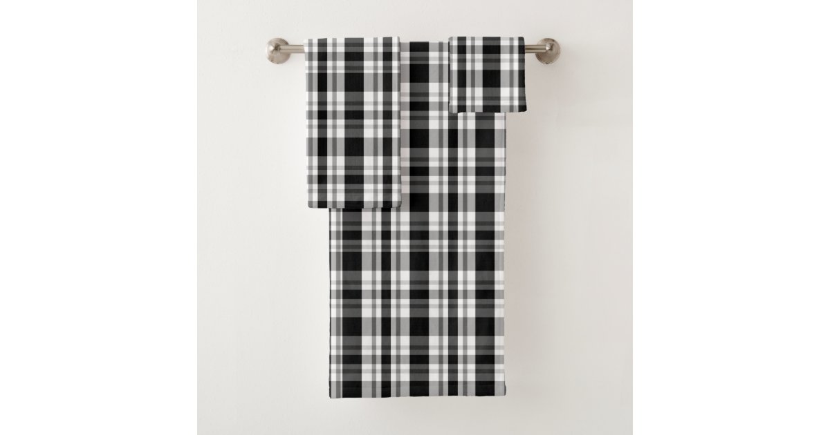 Buffalo Plaid Black Gray Hand & Bath Towel by decampstudios