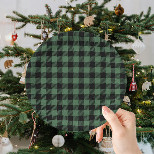 Buffalo Plaid Black Green Christmas  Paper Plates