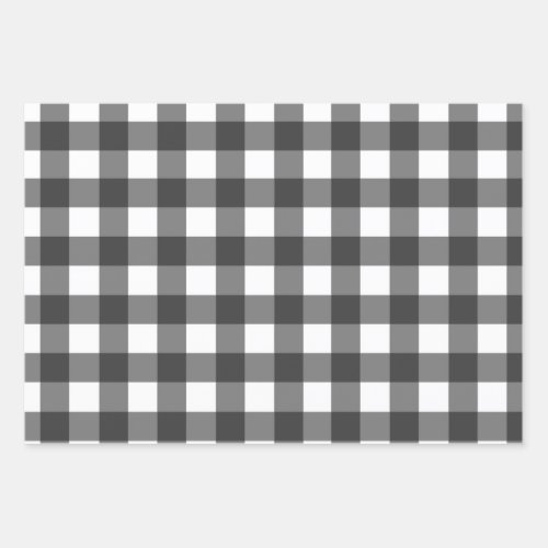 Buffalo Plaid Black White Pattern Wrapping Paper