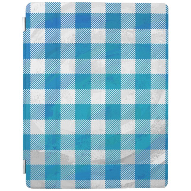 Buffalo Plaid Blue and White iPad Smart Cover (Front)