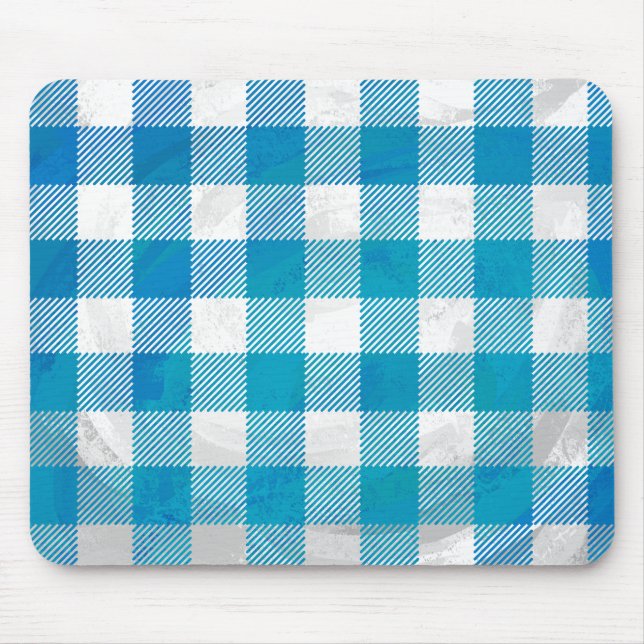 Buffalo Plaid Blue and White Mouse Pad (Front)
