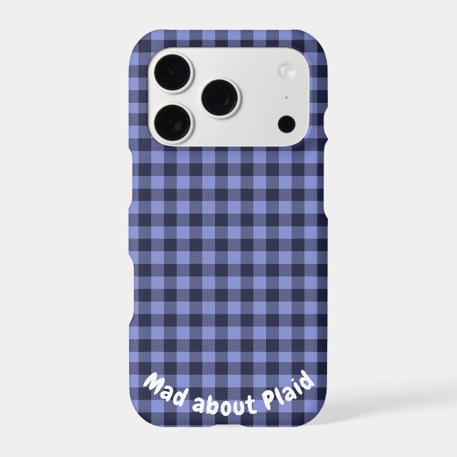 Buffalo Plaid Blue & Black Monogram Simple | Iphone Case (Back)
