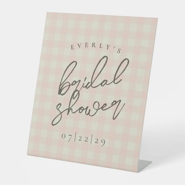Buffalo Plaid Bridal Shower Pedestal Sign (Front)