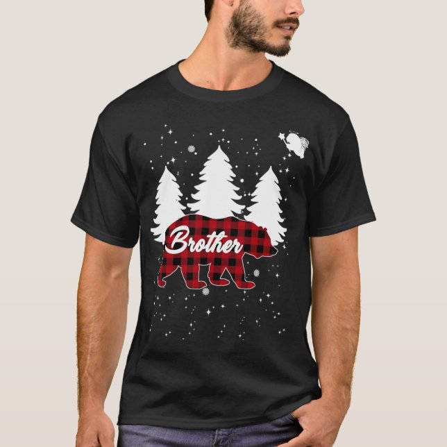Buffalo Plaid Brother Bear Christmas Tree Pajama F T-Shirt (Front)