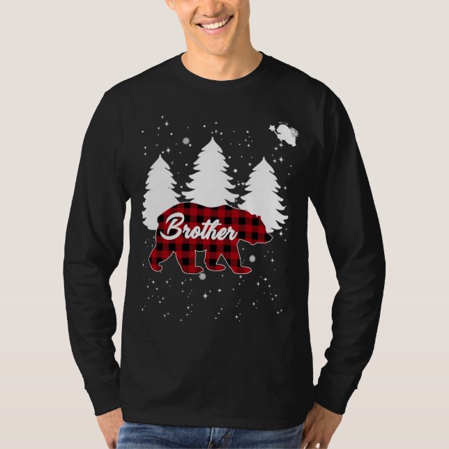 Buffalo Plaid Brother Bear Christmas Tree Pajama F T-Shirt (Front)