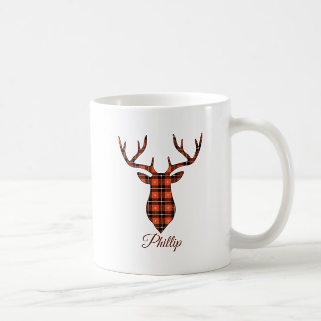 Buffalo Plaid Buck Head Coffee Mug (Right)