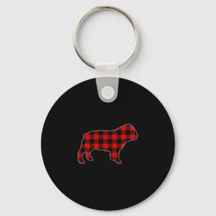 Buffalo Plaid Bulldog Keychain