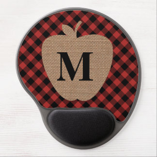 Buffalo Plaid Burlap Apple Teacher Gel Mouse Pad