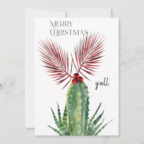 Buffalo Plaid  Cactus Merry Christmas Yall Photo Holiday Card