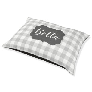 Buffalo Plaid Chalkboard Label Personalized Pet Bed