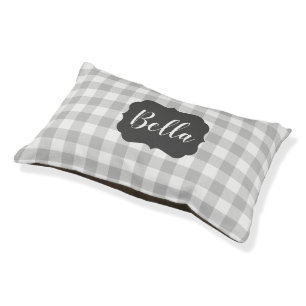 Buffalo Plaid Chalkboard Look Personalized Pet Bed