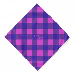 Buffalo Plaid Check Blue and Pink Bandana