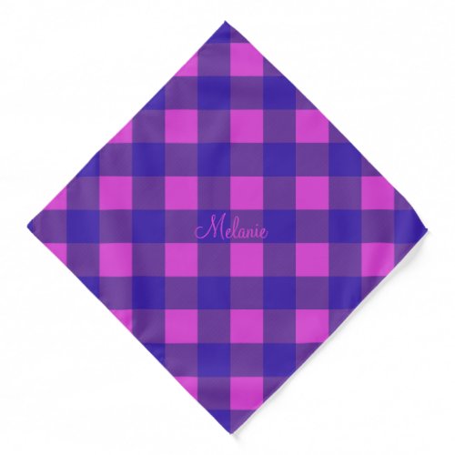 Buffalo Plaid Check Blue and Pink Bandana