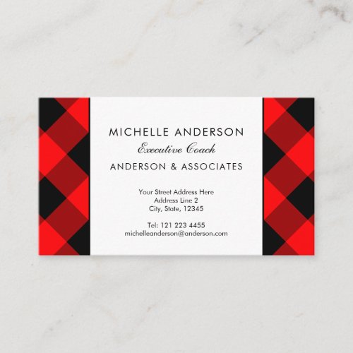 Buffalo Plaid Check Executive Coach Custom Color Business Card