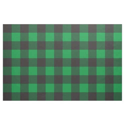 Buffalo plaid Check Pattern Black Green Fabric