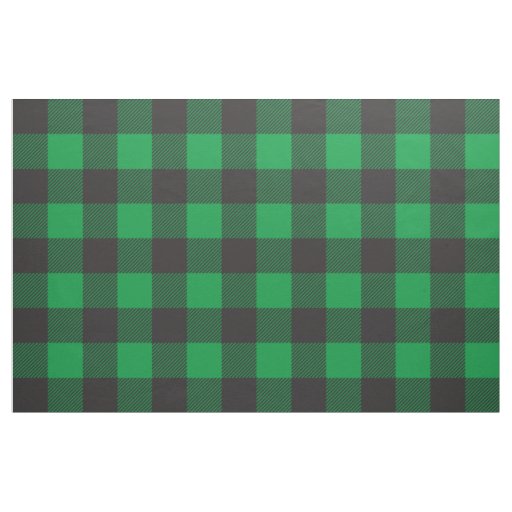 Buffalo plaid Check Pattern Black Green Fabric
