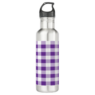 Buffalo Plaid Check Purple and White Stainless Steel Water Bottle