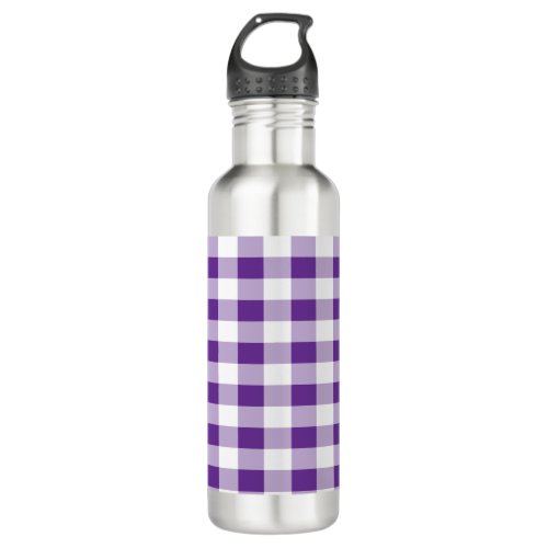 Buffalo Plaid Check Purple and White Stainless Steel Water Bottle