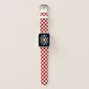 Buffalo Plaid Check Red White Apple Watch Band