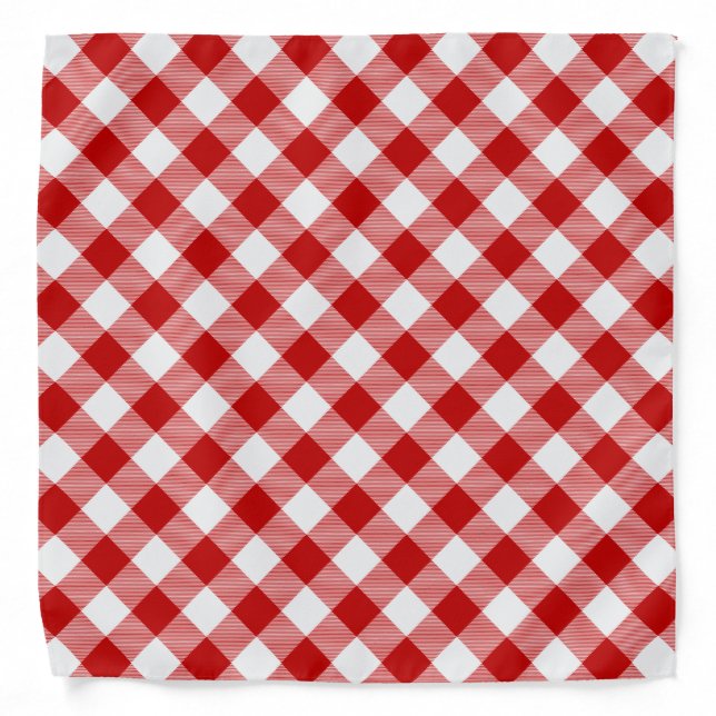 Buffalo Plaid Check Red White Bandana (Front)