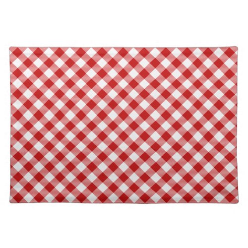 Buffalo Plaid Check Red White Cloth Placemat