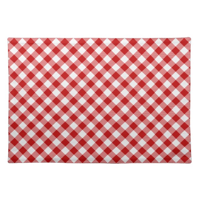 Buffalo Plaid Check Red White Cloth Placemat (Front)