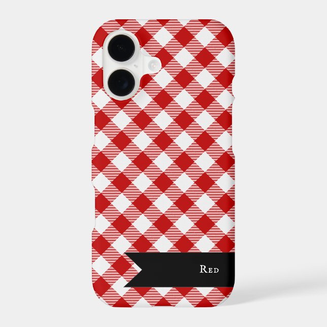 Buffalo Plaid Check Red White iPhone Case (Back)