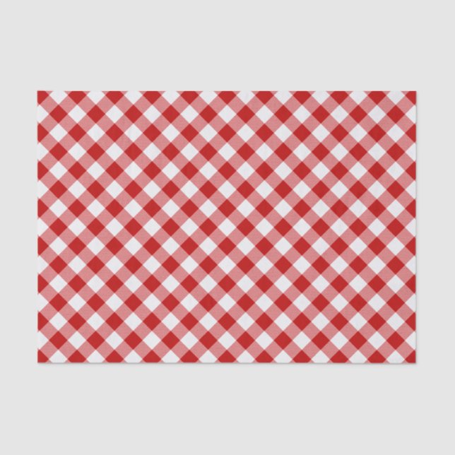 Buffalo Plaid Check Red White Tissue Paper (Front)