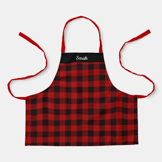 Buffalo Plaid Check with Name Apron (Front)