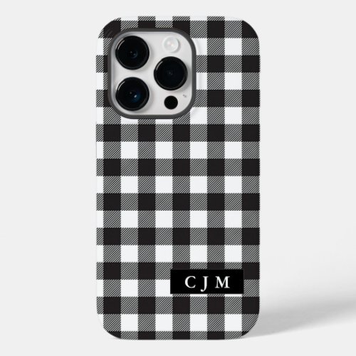 Buffalo Plaid Checked Pattern Monogrammed Simple Case_Mate iPhone 14 Pro Case