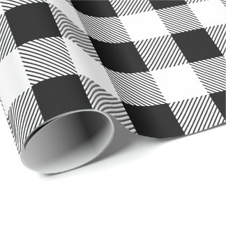 Buffalo Plaid Checks Black and White Wrapping Paper