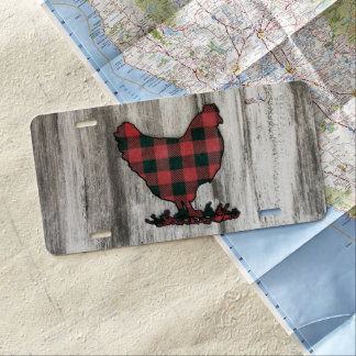 Buffalo Plaid Chicken License Plate