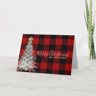 Buffalo plaid Christmas and new year Card
