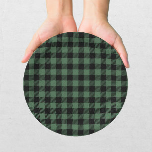 Buffalo Plaid Christmas Black Green Paper Plates