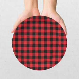 Buffalo Plaid Christmas Black Red Paper Plates